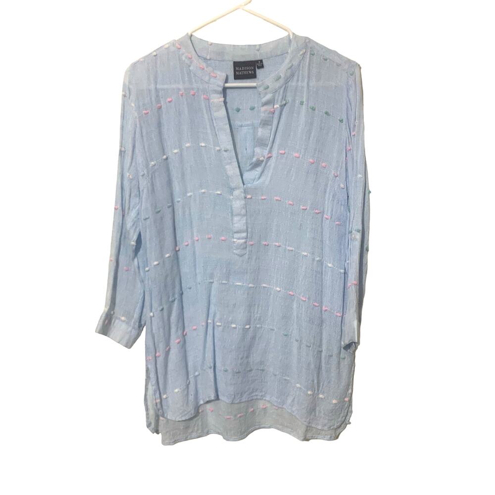 Madison Mathews Lightweight 100% Cotton Popover Tunic Top sz‎ S